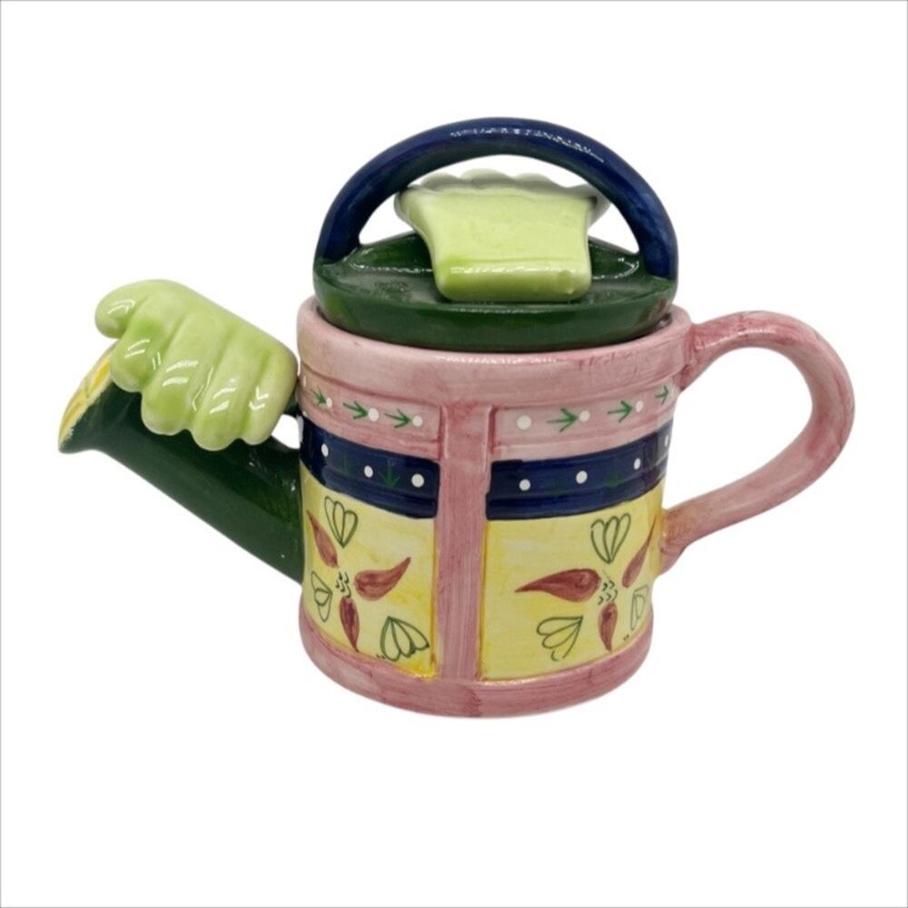 Vintage 1995 "Tea-Nee" Colorful Novelty Ceramic Teapot Watering Can